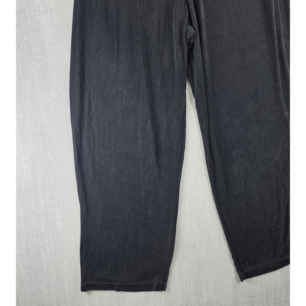Slinky Brand Wide Leg Pants Women P1X Black Ribbed Elastic Waist Made in USA - Picture 12 of 16